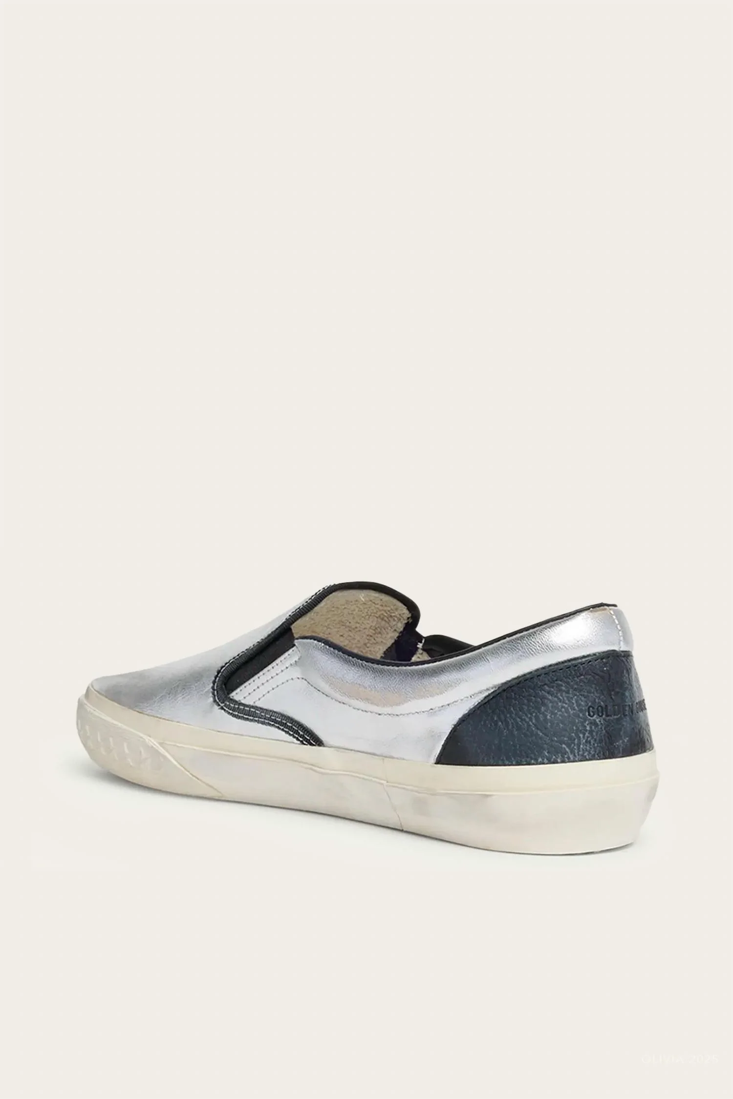 Unisex Vce Laminated Leather Sneaker In Silver Black