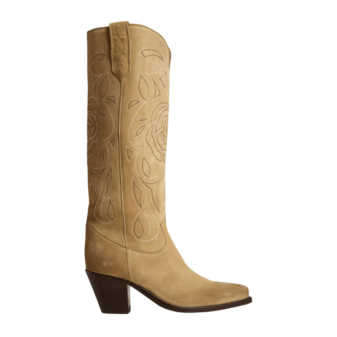 Rose Embroidery Tall Boot