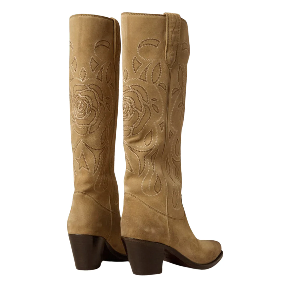 Rose Embroidery Tall Boot