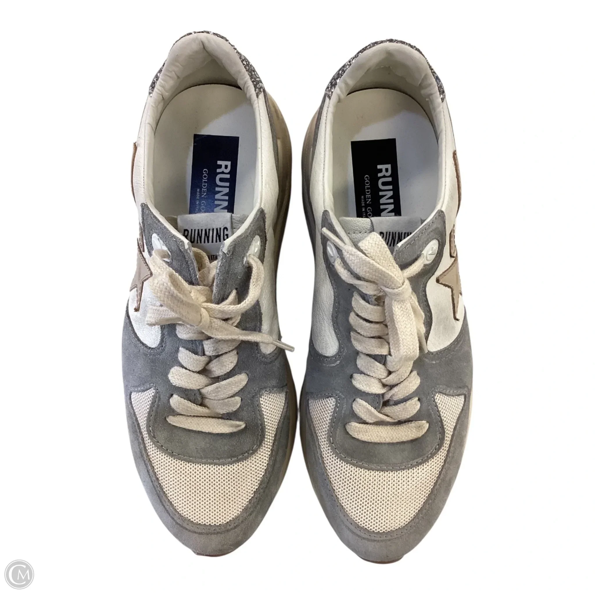 Shoes Luxury Designer By Golden Goose In Cream & Grey, Size: 9.5