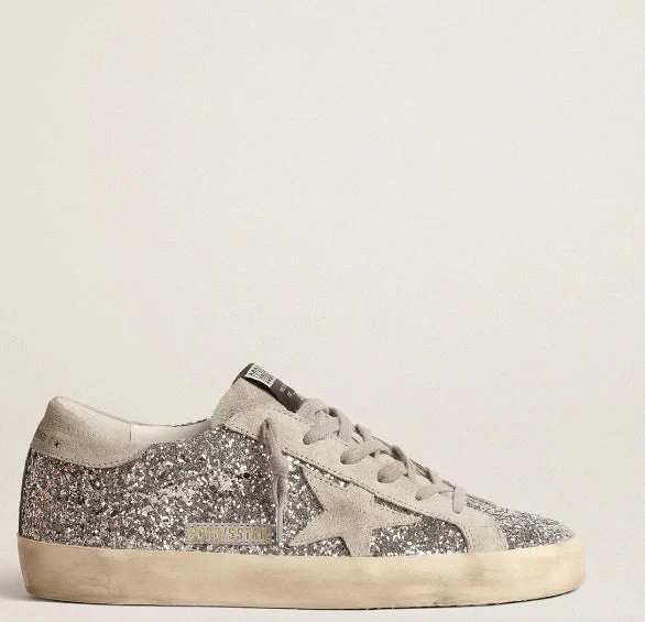 Super-Star Women in silver glitter with a grey ice suede star