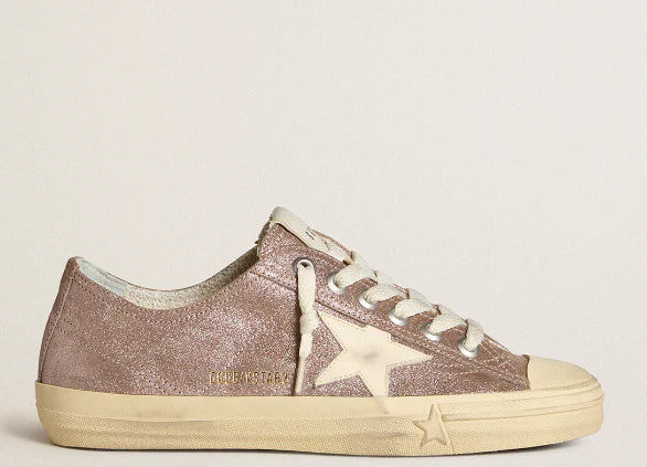 V-Star in light brown laminated suede with a cream leather star