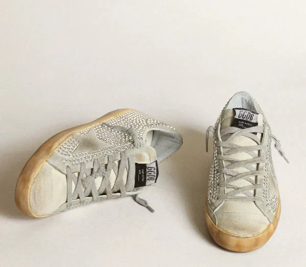 Super-Star Women in lived-in white nubuck and Swarovski crystals