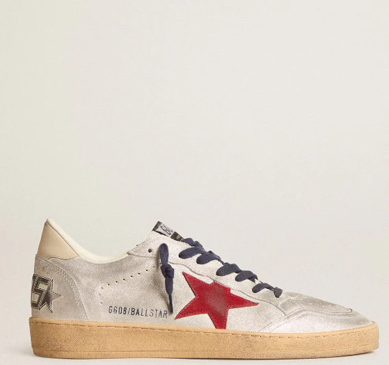 Ball Star in laminated suede with a suede star and leather reinforcement