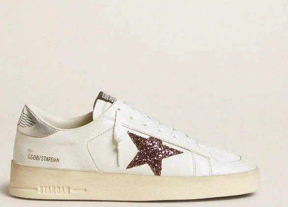 Stardan in nappa leather with a glitter star and laminated leather heel tab