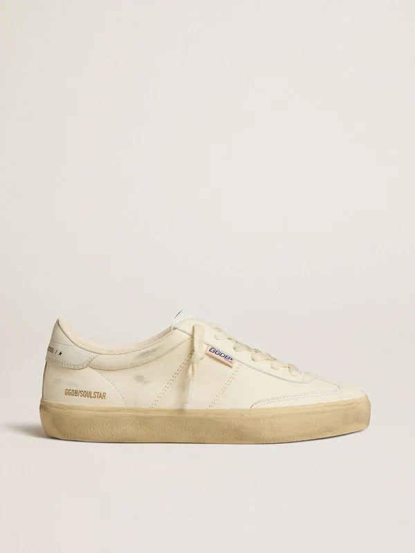 Soul Star in white nappa leather with a white leather heel tab