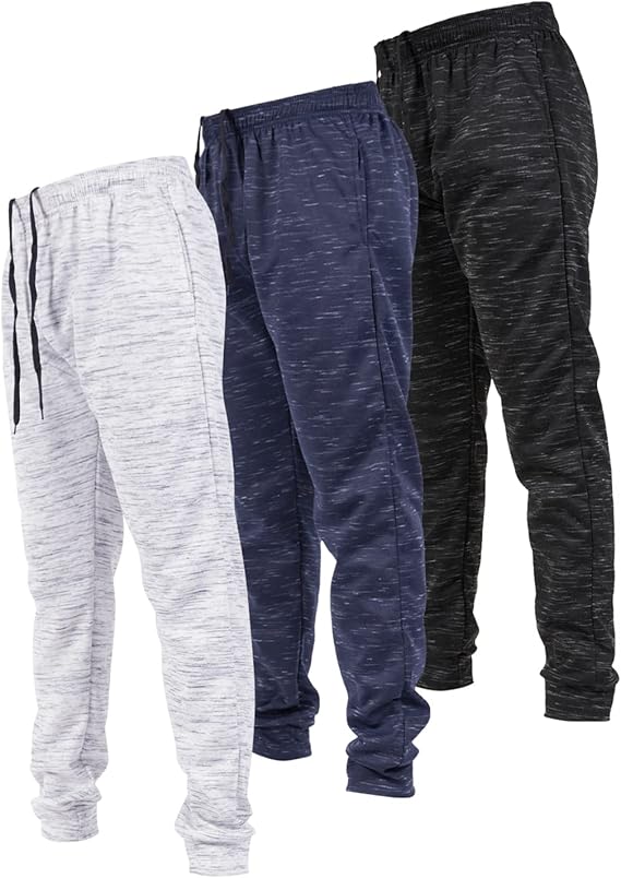 Men's athletic pants, pack of three, with pockets, suitable for men, sizes: Small to 3XL