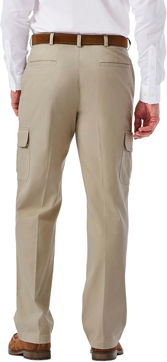 Men's Comfortable Stretch Classic Fit Flat Front Work Pants - Available in Regular and Plus/Tall Sizes