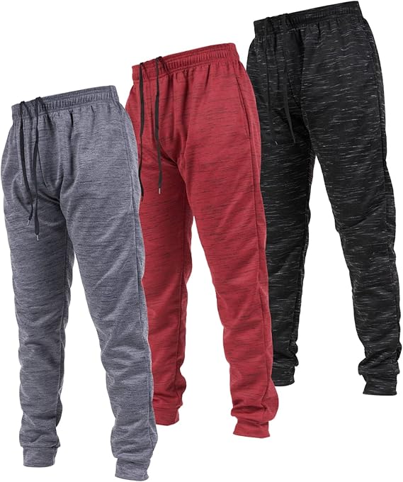 Men's athletic pants, pack of three, with pockets, suitable for men.