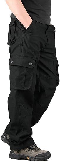 Men's lightweight work pants, hiking pants, military combat pants, casual pants, with 6 pockets.