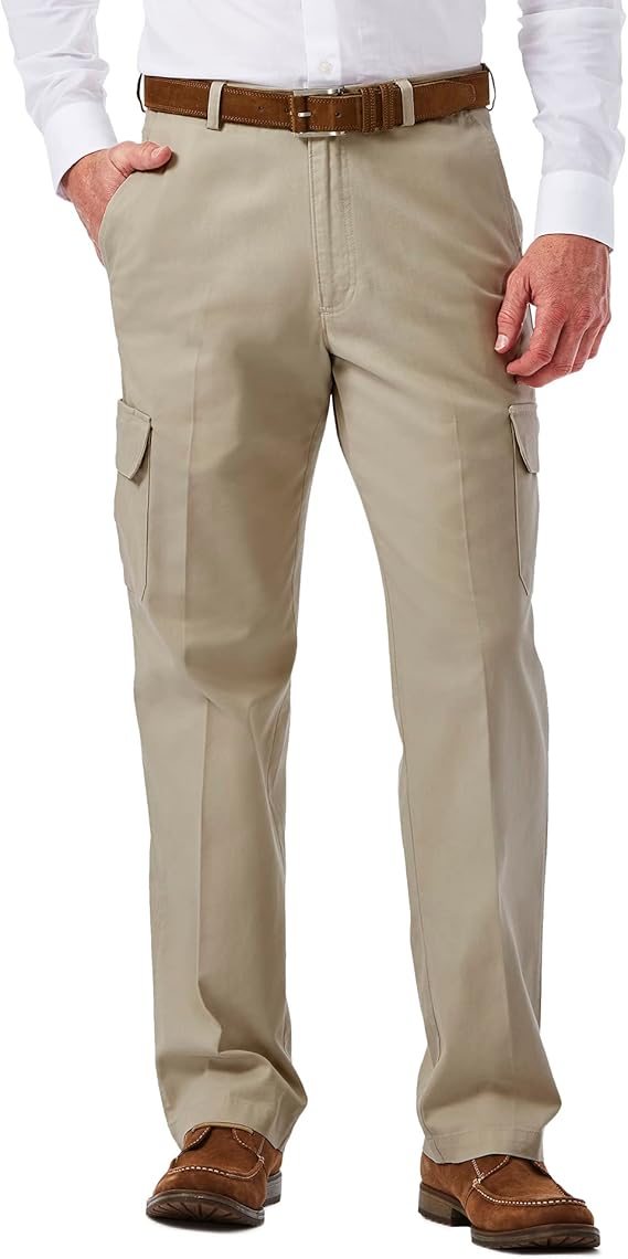 Men's Comfortable Stretch Classic Fit Flat Front Work Pants - Available in Regular and Plus/Tall Sizes