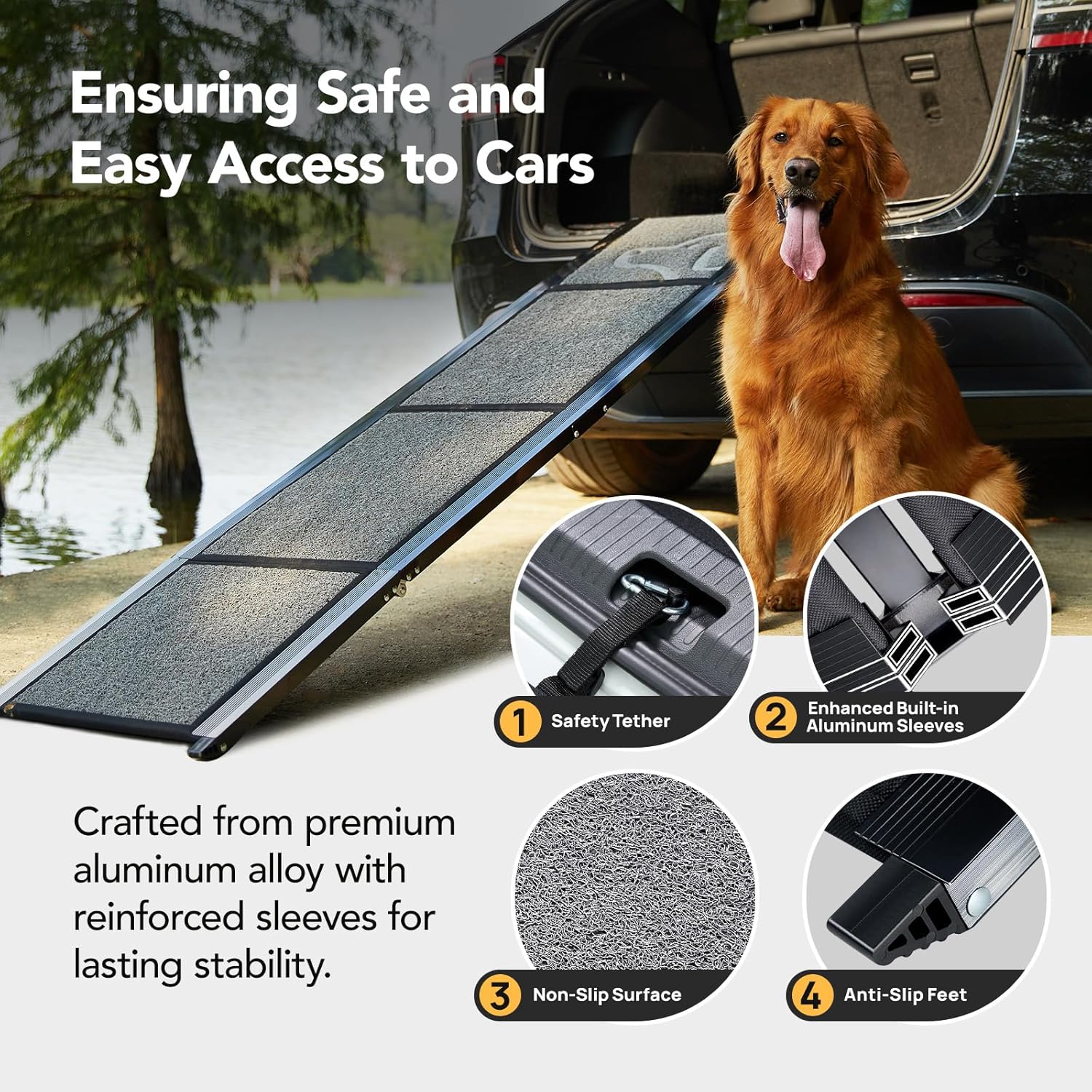 Dog Ramp for Car 71'' X-Long & 17.2