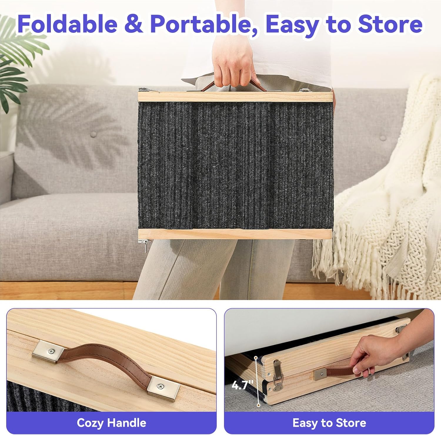 2025 Upgraded Dog Ramp for Couch, Foldable Small Dog Ramp for Sofa, 4 Adjustable Height from 13'' to 21