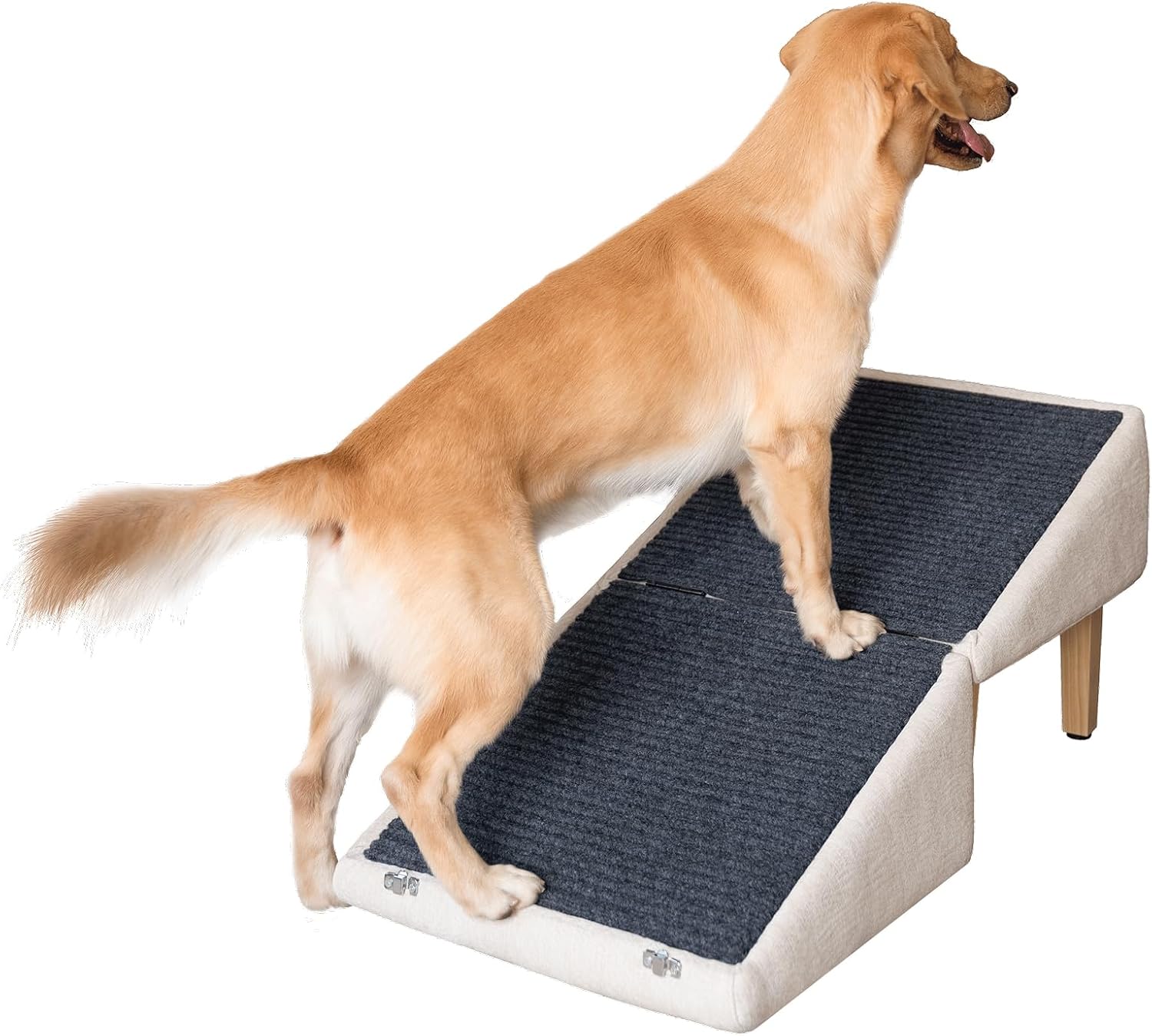 3-in-1 Dog Ramp with Storage – Pet Stairs for Dogs & Cats, Easy on Joints for Senior & Injured Pets, Hidden Storage Footstool, Anti-Slip, Supports 220 lbs, 18