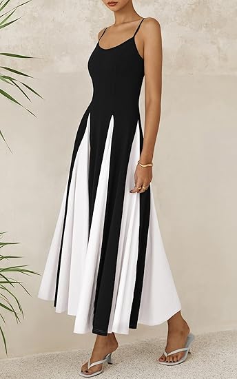Spaghetti Strap Backless Summer Dresses for Women 2025 Flowy Maxi Dresses Sleeveless Wedding Guest Dress