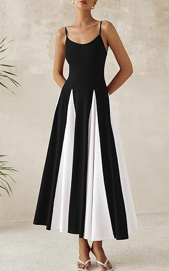 Spaghetti Strap Backless Summer Dresses for Women 2025 Flowy Maxi Dresses Sleeveless Wedding Guest Dress