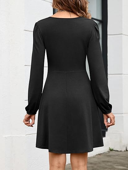 Womens 2025 Fall Long Sleeve Wrap Dress Floral Flowy A-Line Casual Work Versatile Vacation Short Dresses