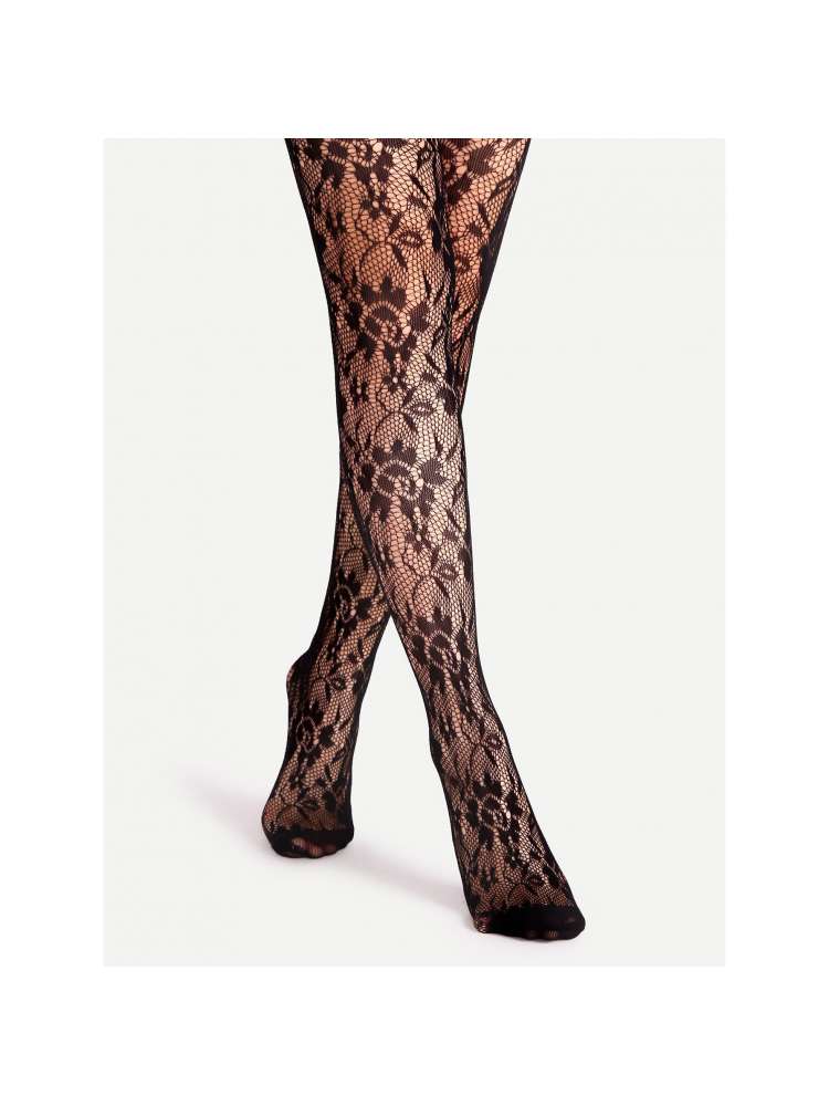 Lace Detail Pure Color Seductive Nylon Stockings