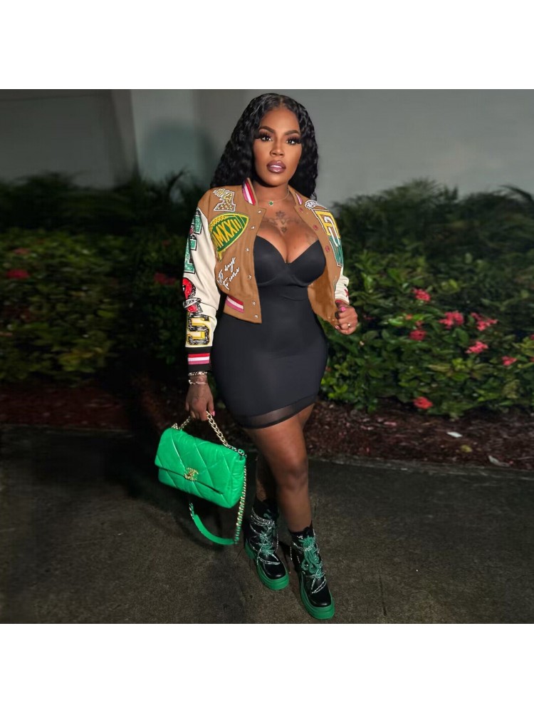 Autumn New Casual Letter Contrast Color Baseball Jacket