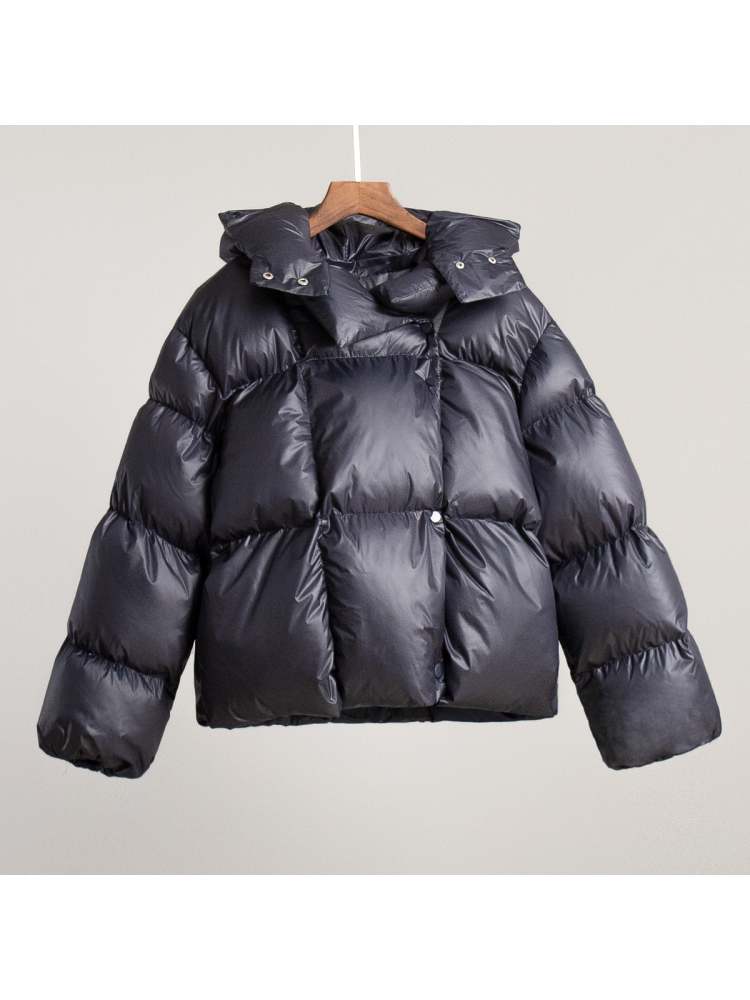 Plain Color Drop Shoulder Sleeve Down Coats Puffer Jacket