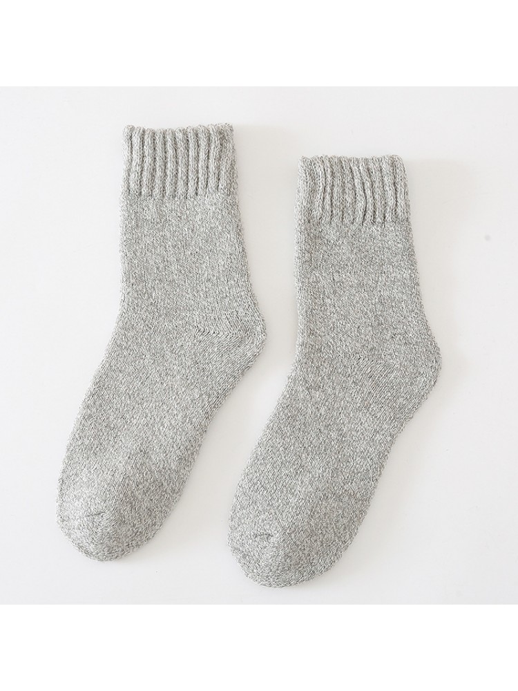 Plain Color Fleece Casual Socks