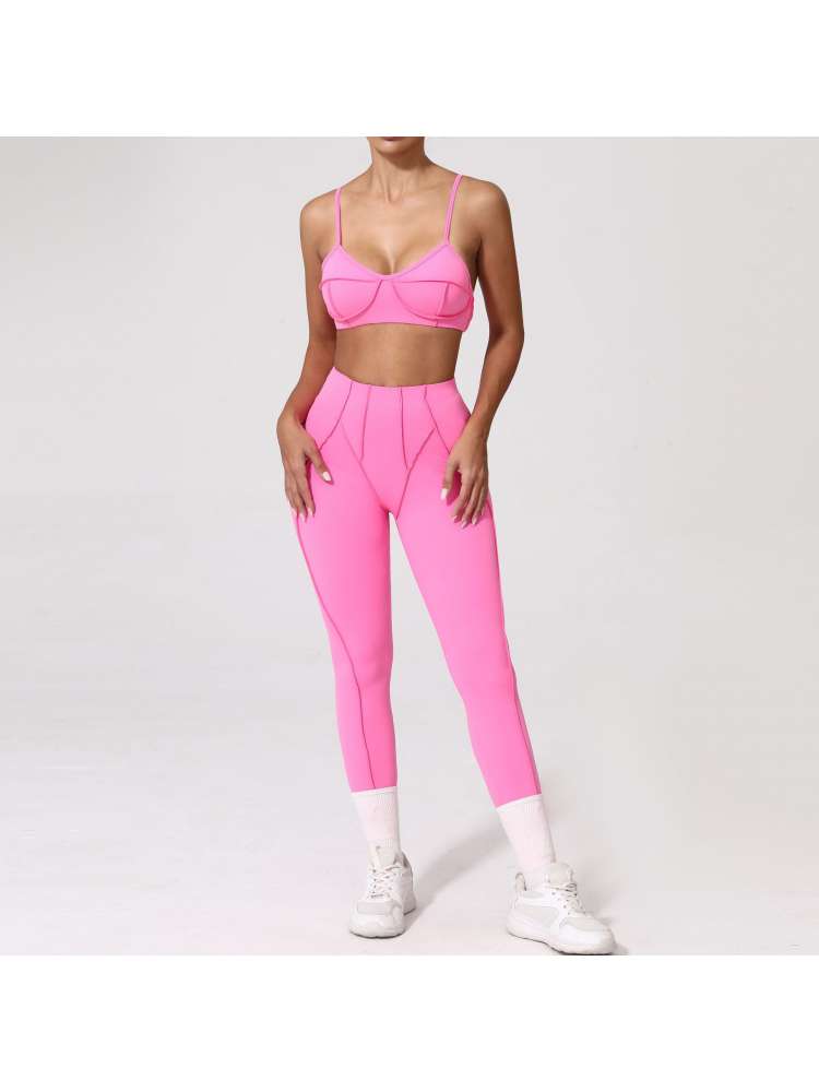 Simple Design Pure Color Quilted Yoga Pant Sets