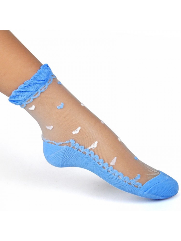 Patchwork Lace Detail See Through Heart Ankle Socks