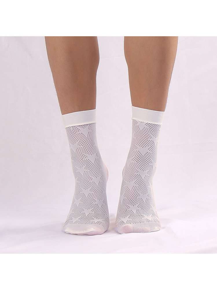 Pure Color Star Patchwork Fishnet Socks