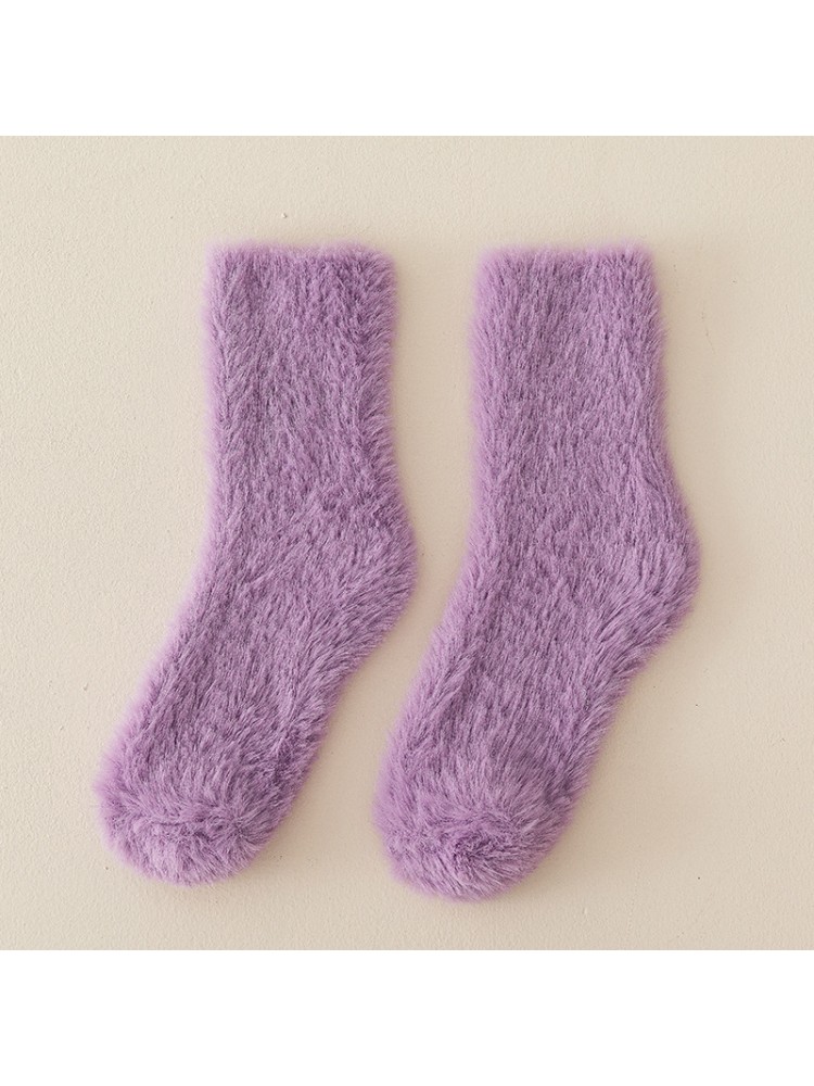 Fluff Pure Color Leisure Synthetic  Socks