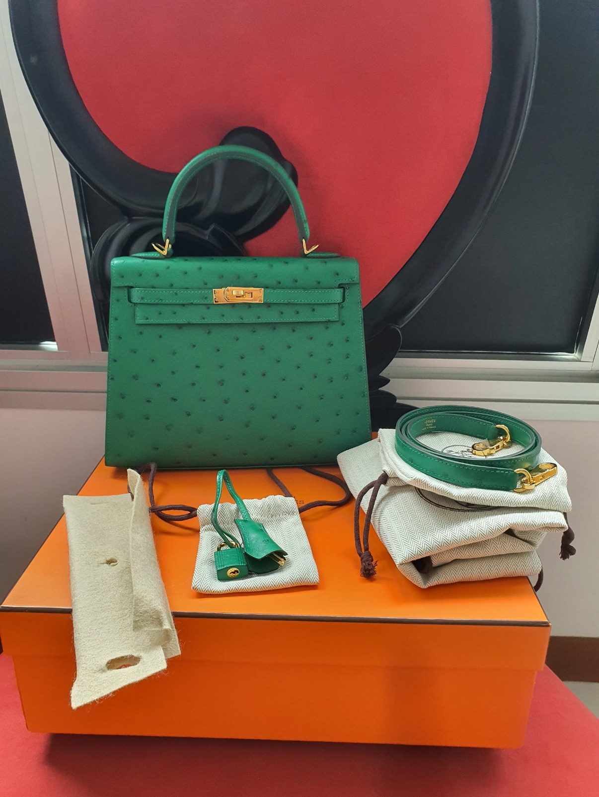 Kelly Sellier 25-28 Ostrich Leather Velvet Green Custom - Artisantouchss