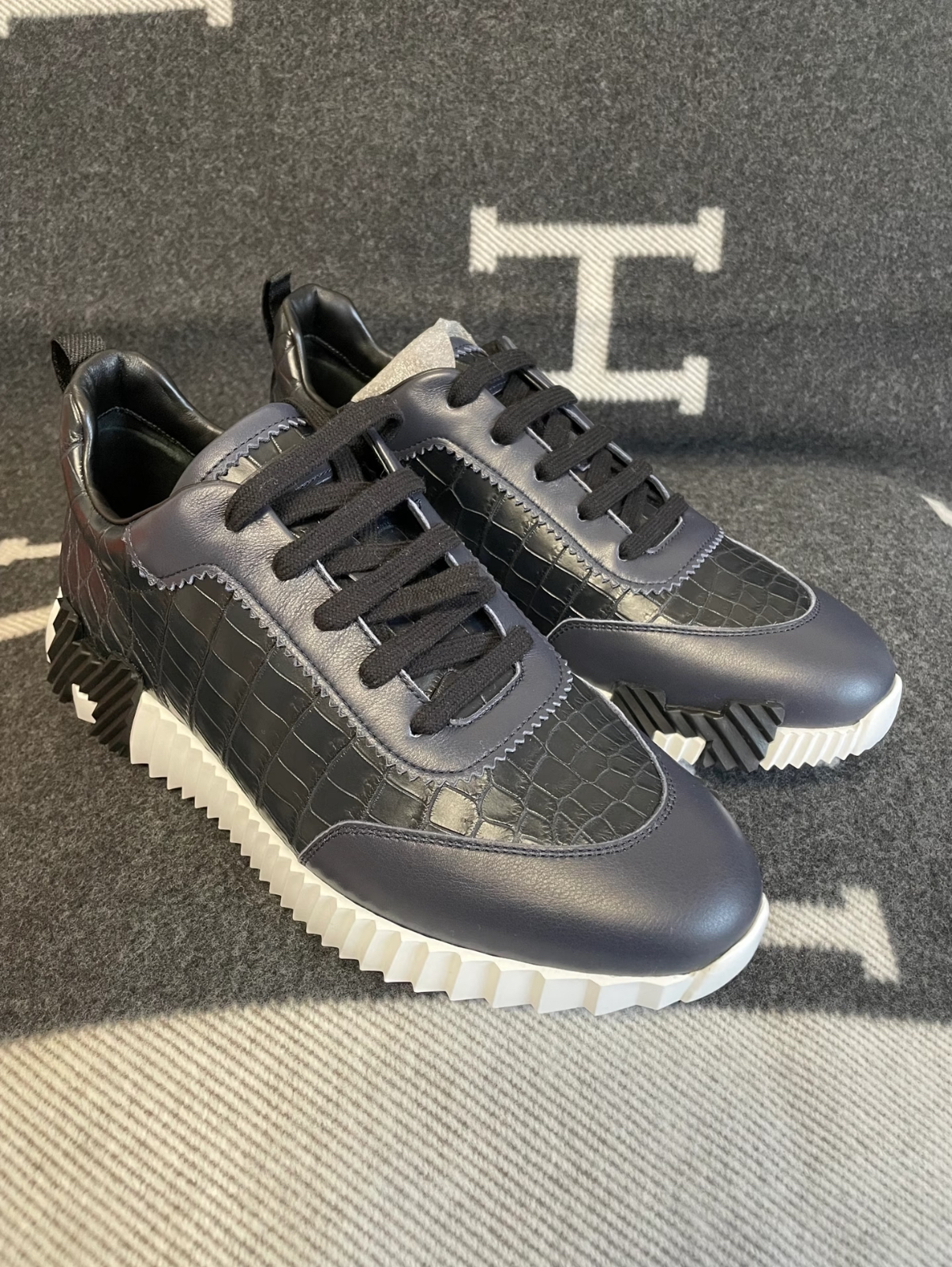 Bouncing Matte Crocodile Leather Deep Ocean Blue Custom - Artisantouchss