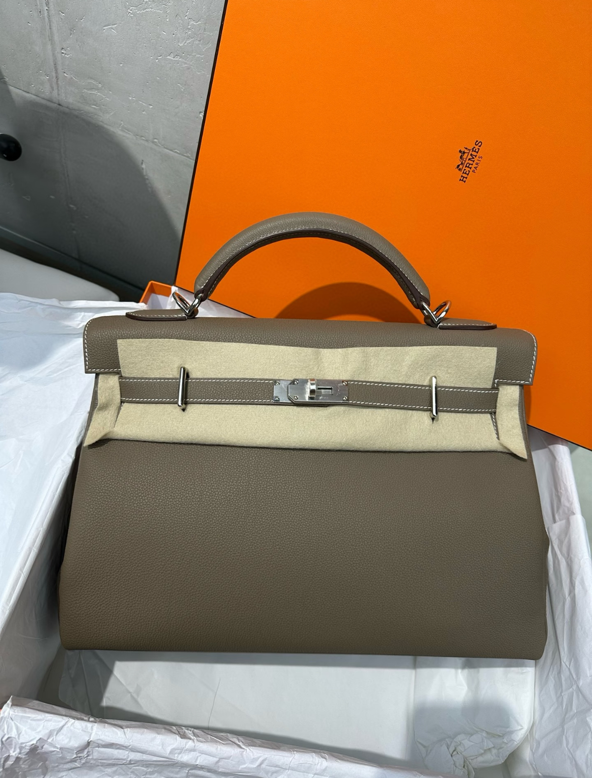 Kelly maxi 42 Elephant Grey TOGO Custom - Artisantouchss