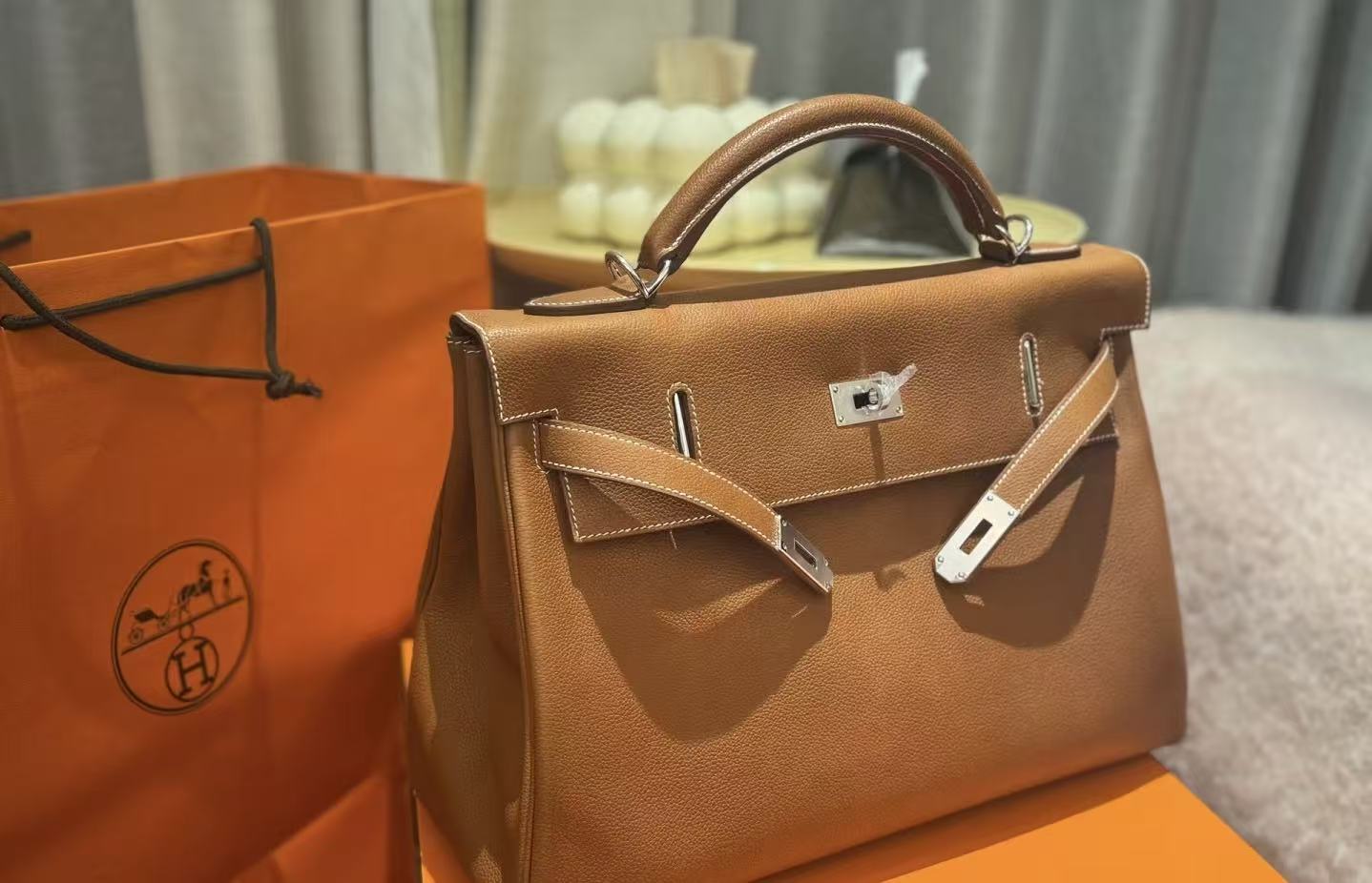 Kelly maxi 42 Brown TOGO Custom - Artisantouchss