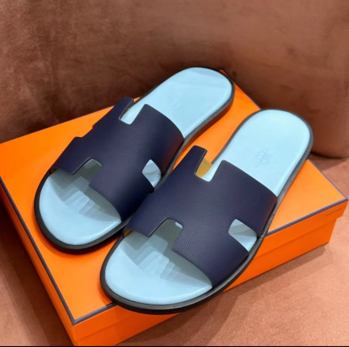 Men's blue slippers - Artisantouchss
