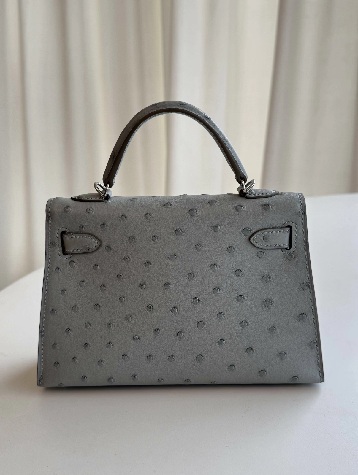 Kelly 28 Galaxy Grey Ostrich Leather Custom - Artisantouchss