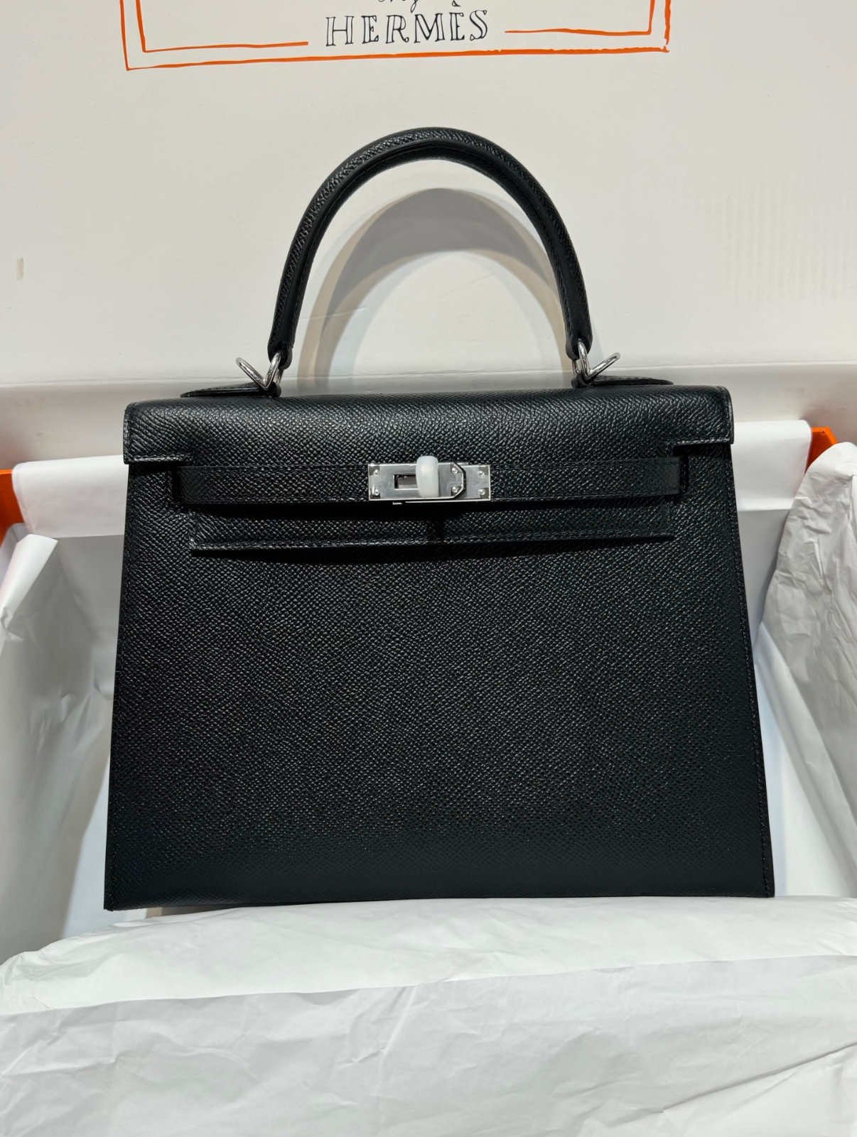 Kelly 25-35 Black Silver Buckle EPOM Leather Custom - Artisantouchss