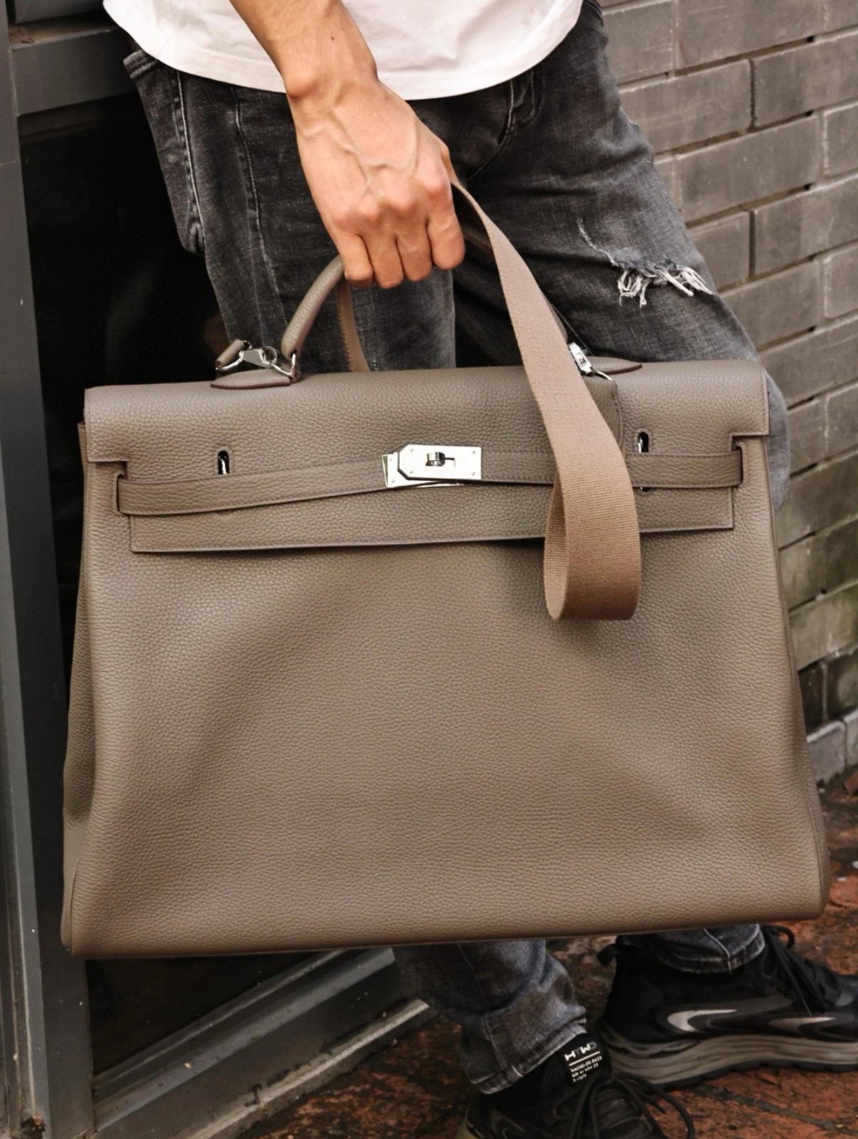 Kelly 50 EPSOM leather elephant gray silver buckle custom - Artisantouchss