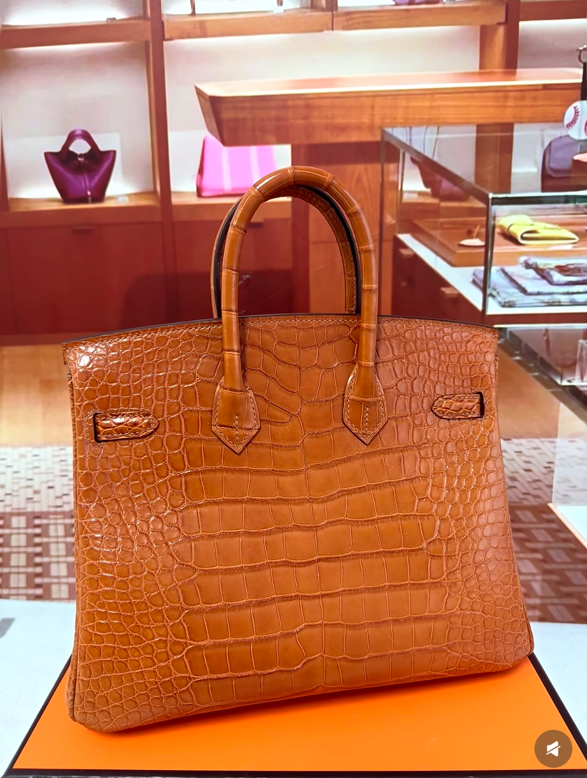 Birkin 25-35 gold-brown matte crocodile leather Custom - Artisantouchss