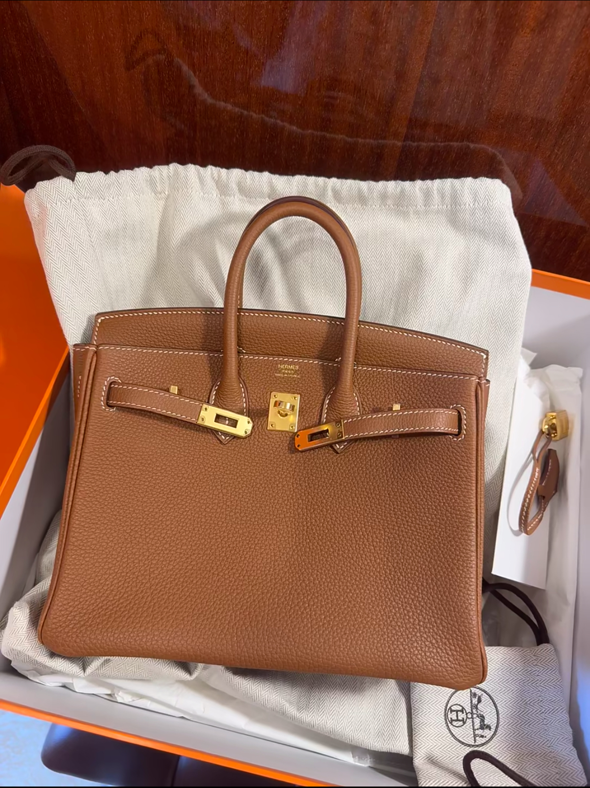 Birkin Brown 25-35 Gold Buckle Custom - Artisantouchss