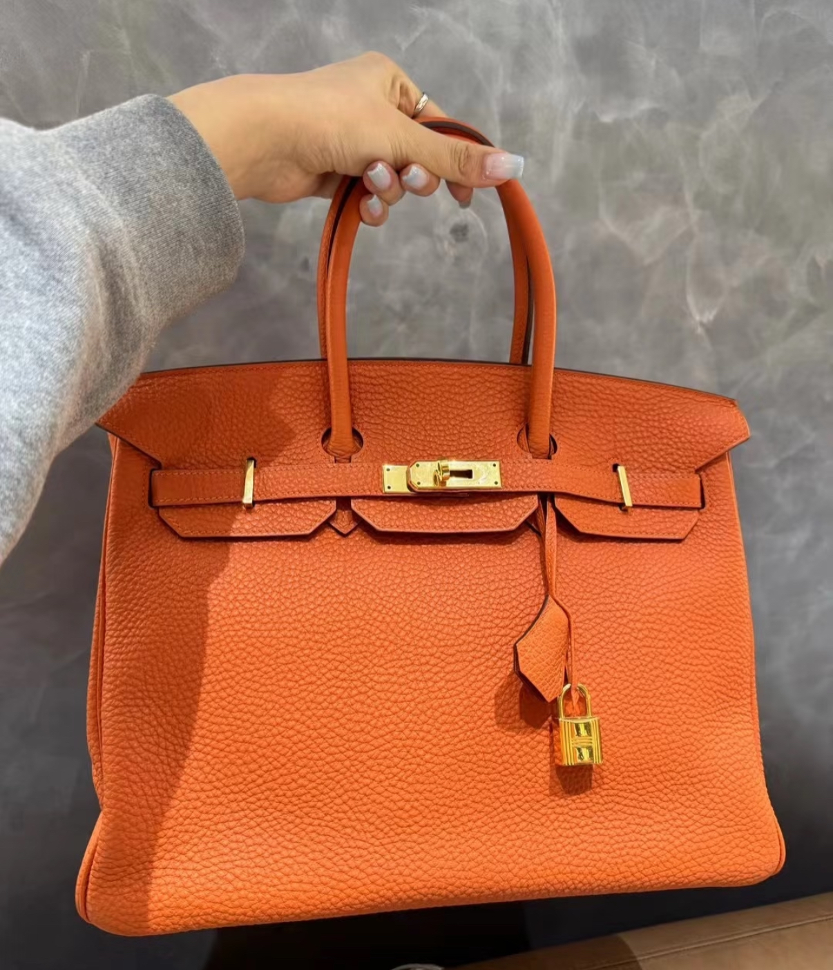 Birkin 25-40 Orange Gold Buckle Custom - Artisantouchss