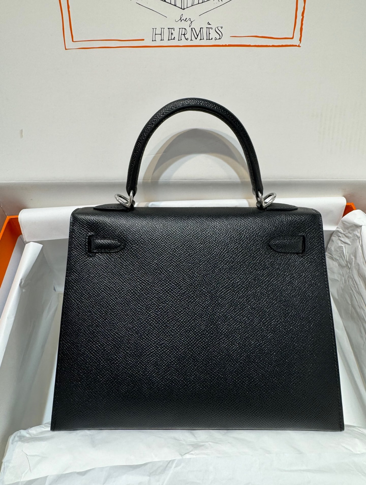 Kelly 25-35 Black Silver Buckle EPOM Leather Custom - Artisantouchss