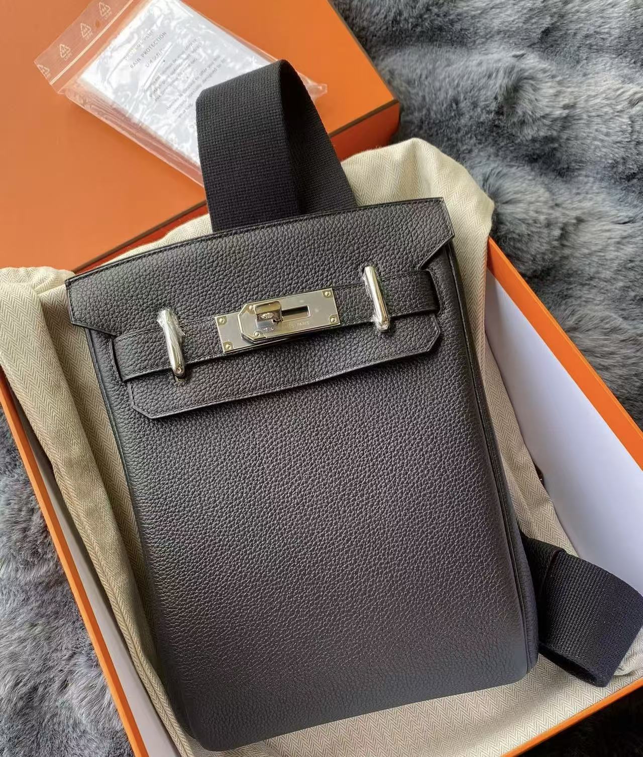 Hac a doc black Togo leather custom - Artisantouchss