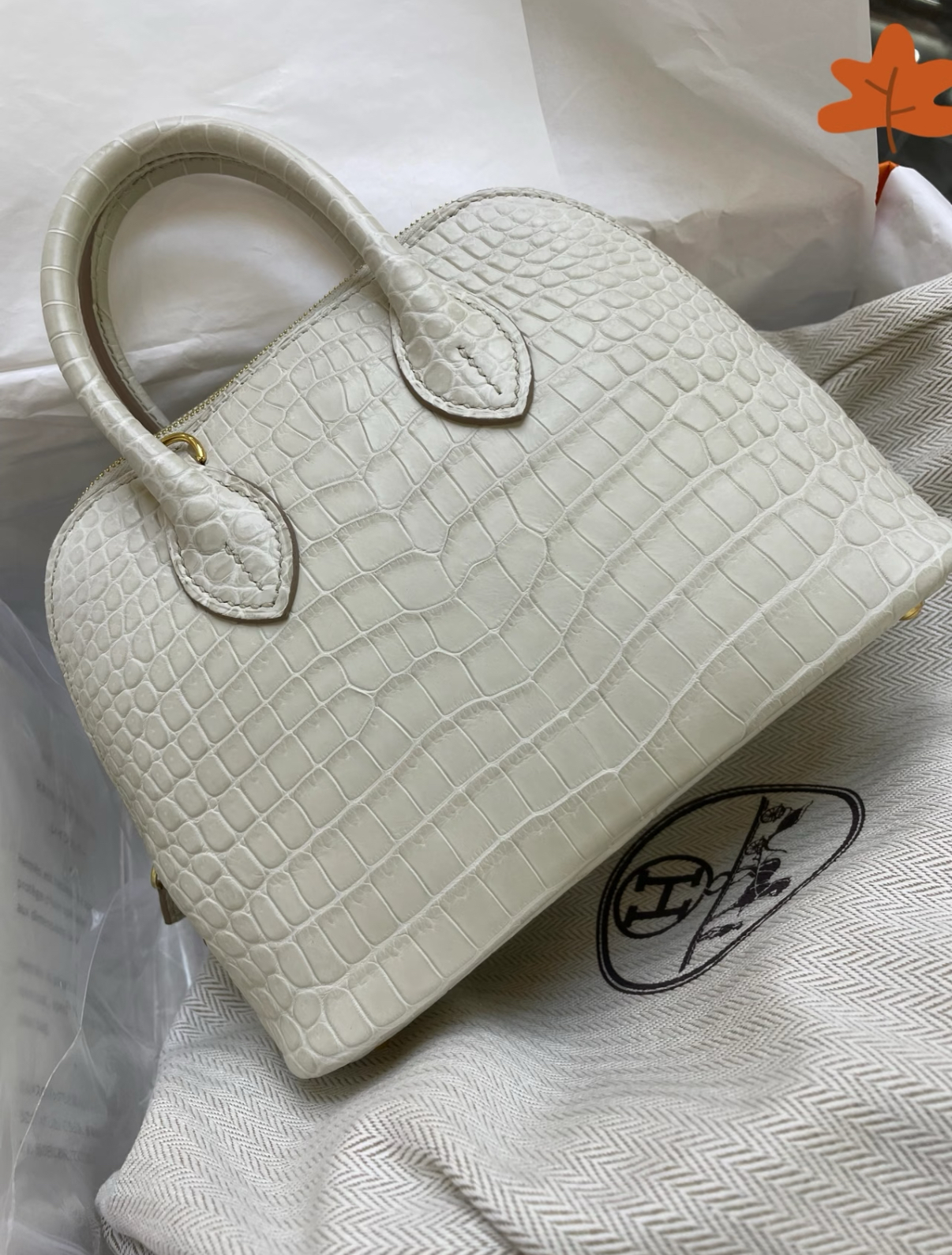 Bolide Mini 18CM Matte crocodile leather beige - Artisantouchss