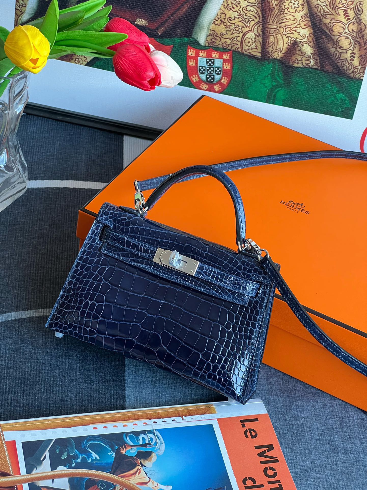 Kelly1 Mini 19 American alligator skin crocodile skin - Artisantouchss