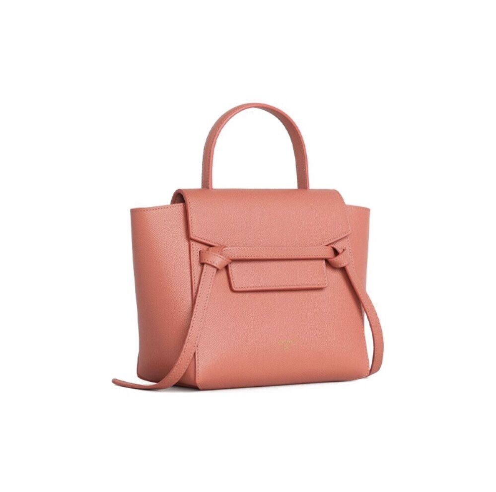 MICRO BELT BAG IN GRAINED CALFSKIN CORAL - Artisantouchss