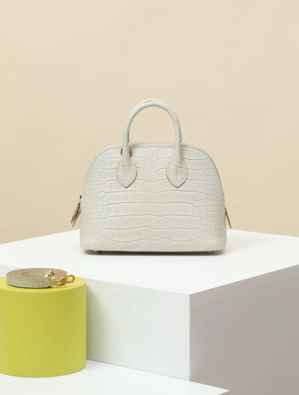 Bolide Mini 18CM Matte crocodile leather White - Artisantouchss