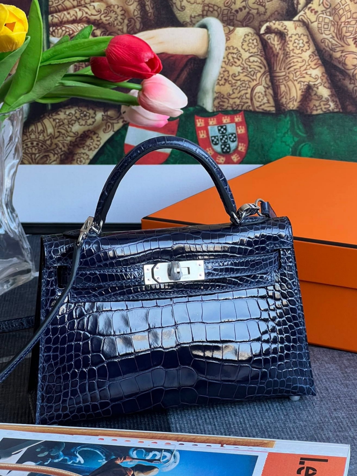 Kelly1 Mini 19 American alligator skin crocodile skin - Artisantouchss