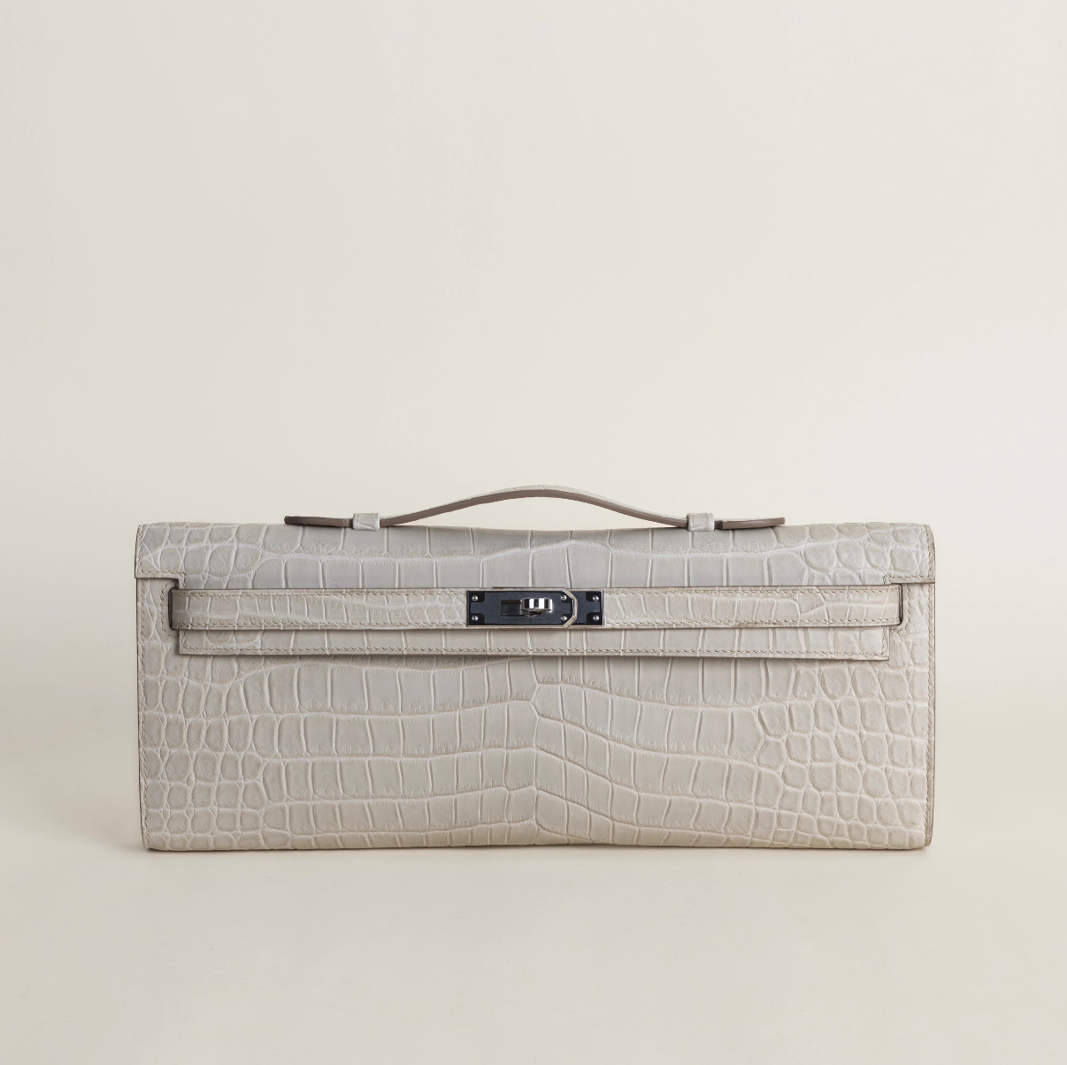 Kelly cut Matte Glacier White crocodile leather - Artisantouchss