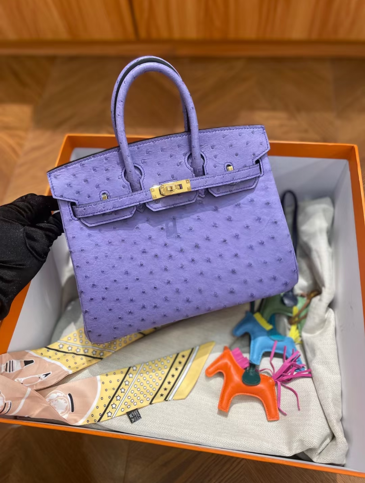 birkin 25-30 Lavender Ostrich Leather Custom - Artisantouchss