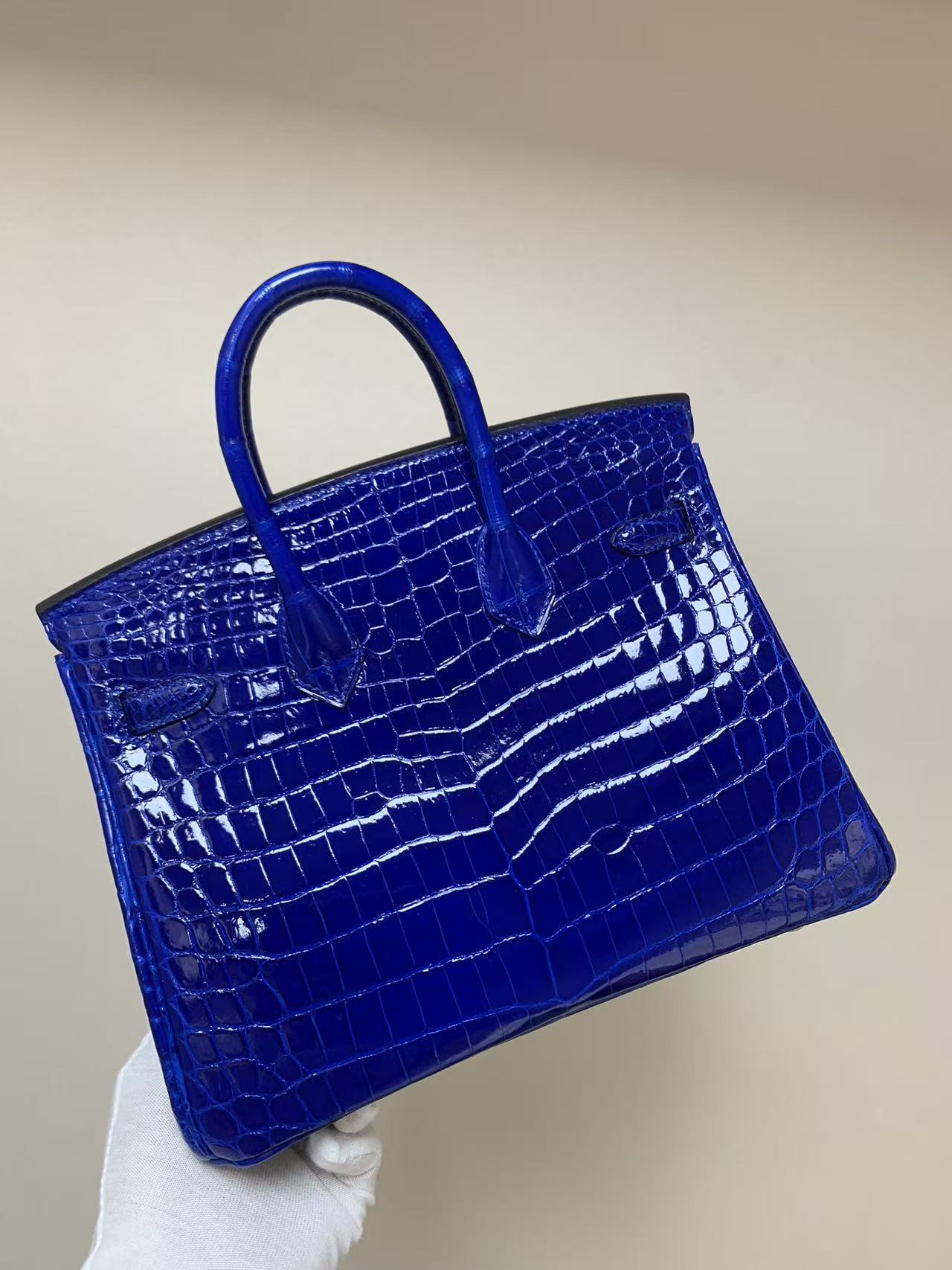 Birkin 25-35 sapphire blue crocodile leather Custom - Artisantouchss